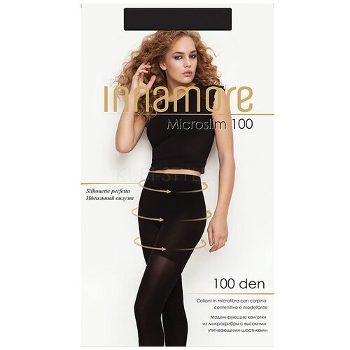 фото Колготки innamore microslim, 100 den, с ластовицей, утягивающие, с шортиками, матовые, размер 5, черный