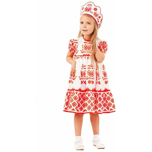 фото Костюм пуговка аленушка (1005 к-18), белый/красный, размер 98