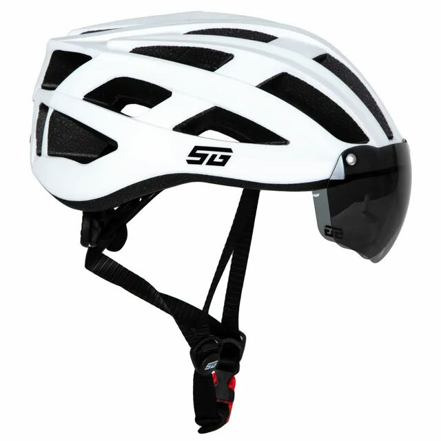 Шлем STG TS-33 с визором и фонарем белый, Размер: M M