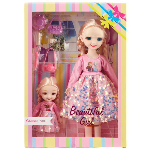 Кукла Сима-ленд Анечка с сестрёнкой, в платье, с аксессуарами, цвет розовый 7836231 бежевый кукла классическая анечка с сестрёнкой 7836232 бежевый