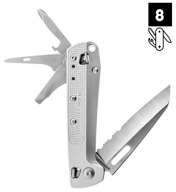 Мультитул LEATHERMAN Free K2X, 8 функций, серебристый [832654] - фото №13