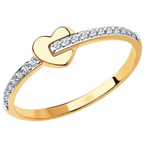 кольцо из золота с фианитами 018674 19 Кольцо SOKOLOV, красное золото, 585 проба, фианит, размер 16