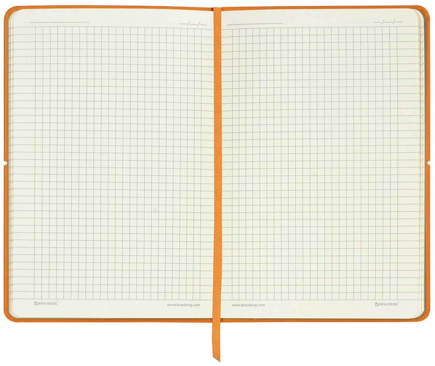 Ежедневник BRAUBERG Metropolis X, недатированный, A5, 160стр., 80лист., в клеточку, кремовые страницы, оранжевый - фото №4