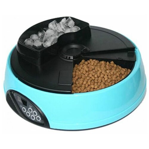 Автокормушка для кошек и собак с ЖК дисплеем на 4 кормления с емкостью для льда розовая
