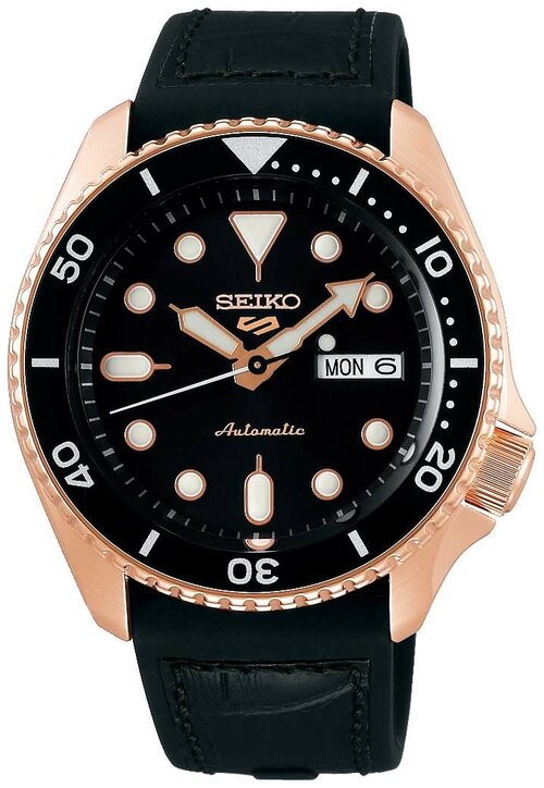 Наручные часы SEIKO SRPD76K1 мужские, механические, автоподзавод, скелетон, водонепроницаемые, подсветка стрелок, поворотный безель, черный