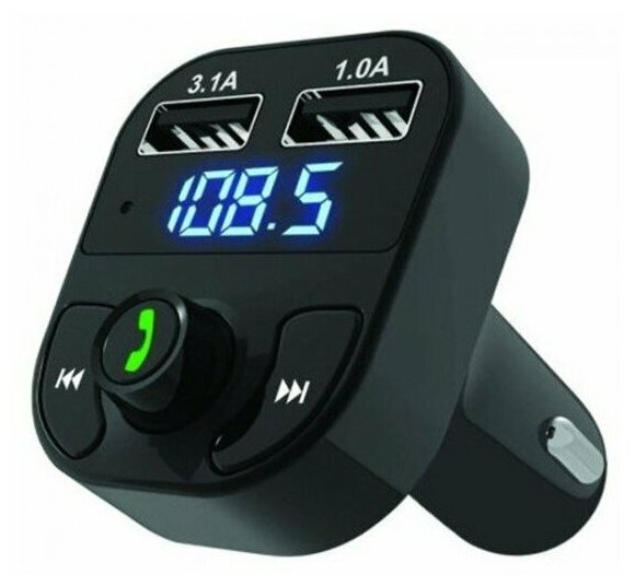 Качественный FM трансмиттер AUTO CAR TRANSMITTER / Автомобильный FM-модулятор Bluetooth / Черный