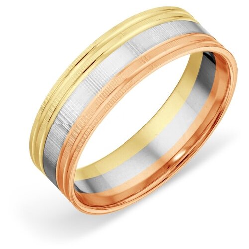 кольцо обручальное яхонт комбинированное золото 585 проба размер 16 золотой белый Кольцо обручальное Яхонт, комбинированное золото, 585 проба, размер 16