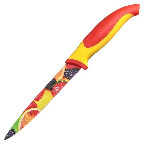 Нож с антиналипающим покрытием Доляна «Цветочки», лезвие 12 см