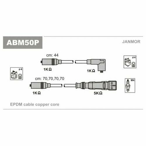 Комплект проводов зажигания Janmor ABM50P для Audi A6, Cabriolet