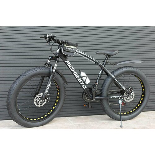 фото Велосипед фэтбайк richiesto "fatbike 26" - спортивный вездеход на широких колесах, черный с белым модель 2023