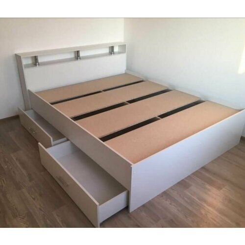 Кровать двуспальная с ящиками белая Саломея (Арина) 1,6 160х200