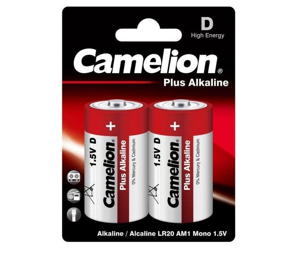 Батарейка алкалиновая Camelion LR20 Plus Alkaline BL-2 (LR20-BP2) батарейка1.5В