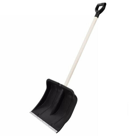 фото Лопата снеговая "Вьюга №2" (оц. пл) в сборе с дер. чер и V-обр ручкой