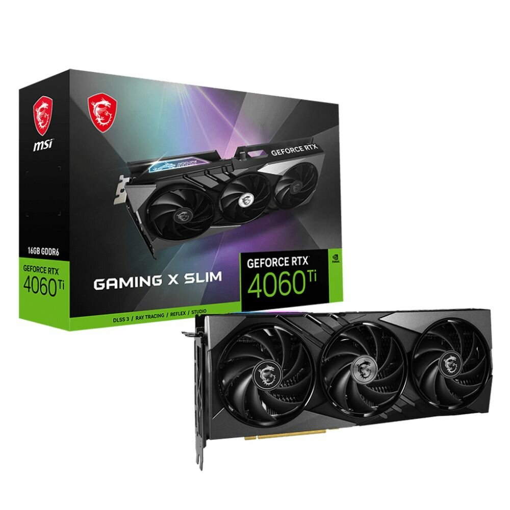 Видеокарта MSI RTX4060Ti GAMING X SLIM 16GB GDDR6 128-bit DPx3 HDMI 3FAN RTL