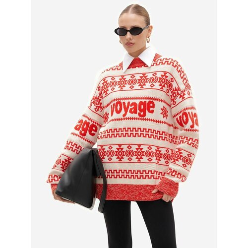 фото Свитер toptop, размер 42, красный, белый