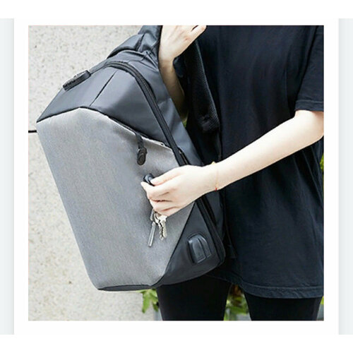 фото Рюкзак-антивор kalidi cnm368 серый с usb портом и отделением для ноутбука 15.6