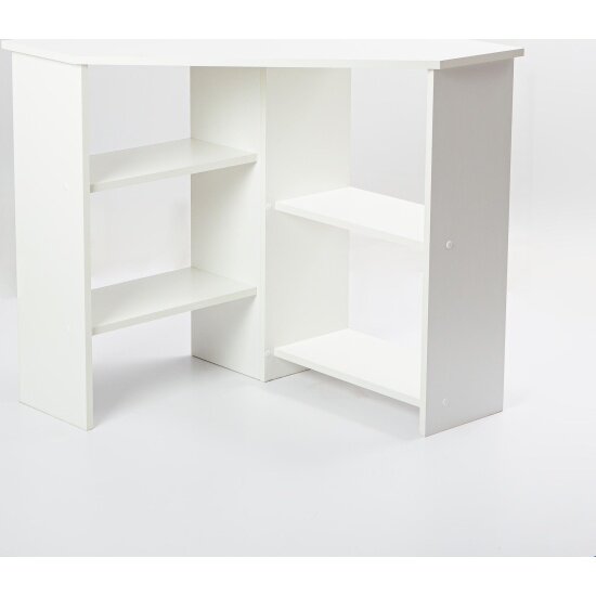 фото Стол письменный LETTA рабочий угловой Malta Plus с полками Белое тиснен.