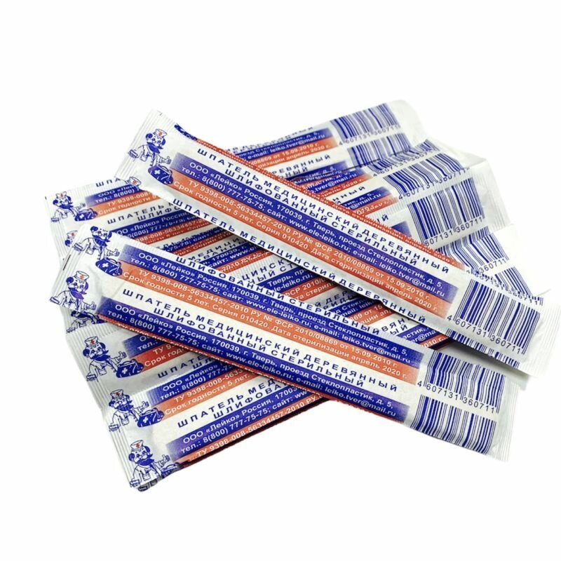 фото Шпатель медицинский деревянный шлифованный стерильный ( 30 штук )