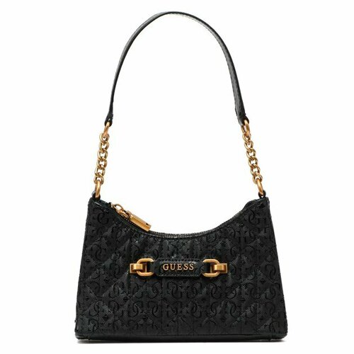 Сумка GUESS, черный сумка багет guess katey croc mini top zip кремовый