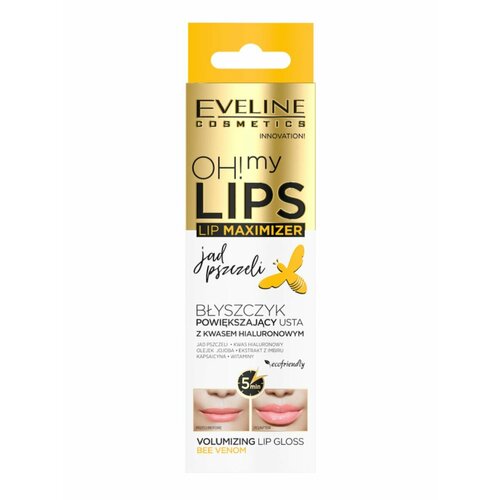 Блески EVELINE белый блеск для увеличения объема губ с пчелиным ядом oh my lips lip maximizer