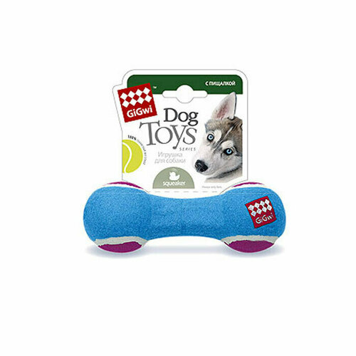 GiGwi игрушка для собак Гантеля с пищалкой средняя/теннисный материал, 2 шт. gigwi игрушка для собак гантеля с отключаемой пищалкой