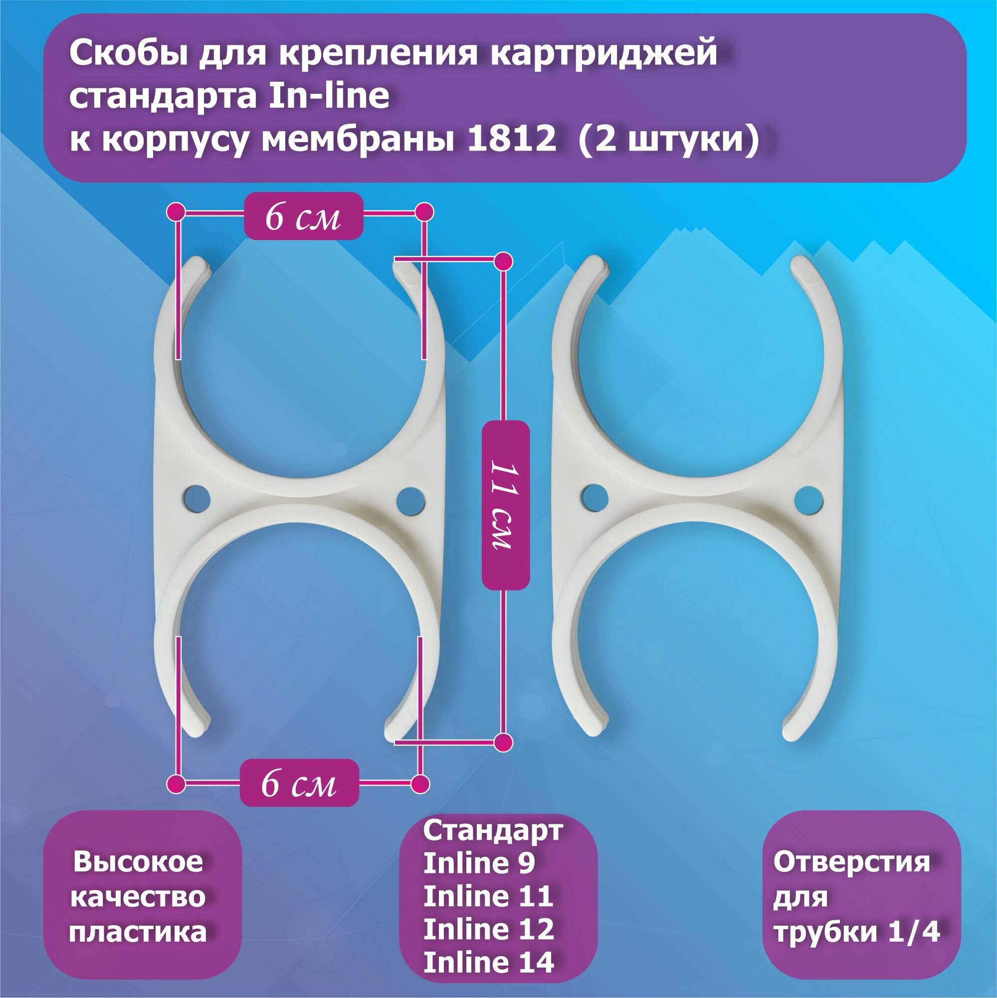 Скобы для крепления картриджей стандарта In-line к корпусу мембраны 1812 (2 штуки)