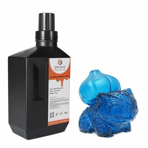 Фотополимерная смола Water Washable 1 кг (Eryone), прозрачная синяя фотополимерная смола abs like 0 5 кг eryone черная