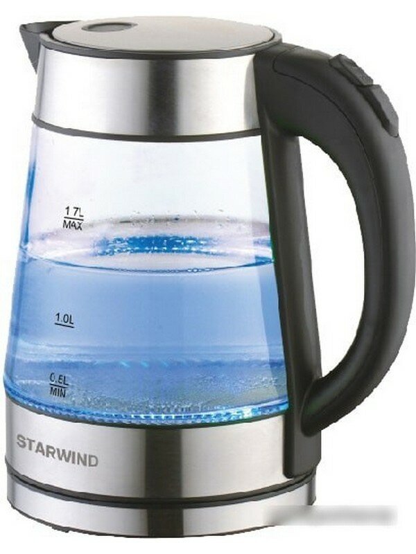Чайник электрический STARWIND , 2200Вт, черный и серебристый - фото №9