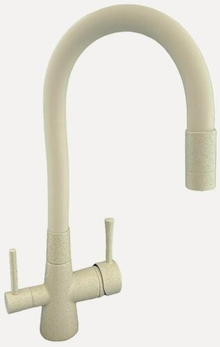 Изображение товара Кухонный смеситель под фильтр с гибким бежевым изливом на гайке, гранит, латунь T60003BK-302-6