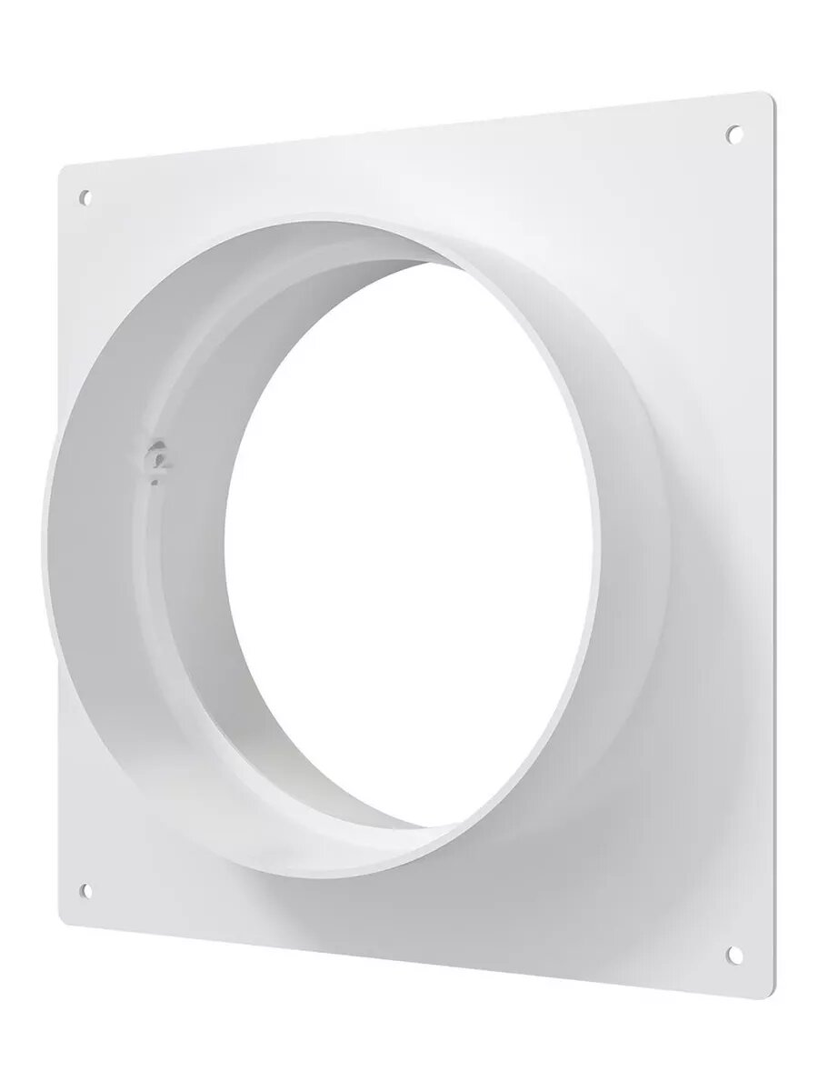 Соединитель круглых каналов с накладной пластиной Era 12,5SKNP, 165х165 мм, D 125 мм, белый — фото 1