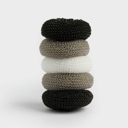 Губка для уборки 8 см 5 шт полипропилен чернаясераябелая Black clean 199₽