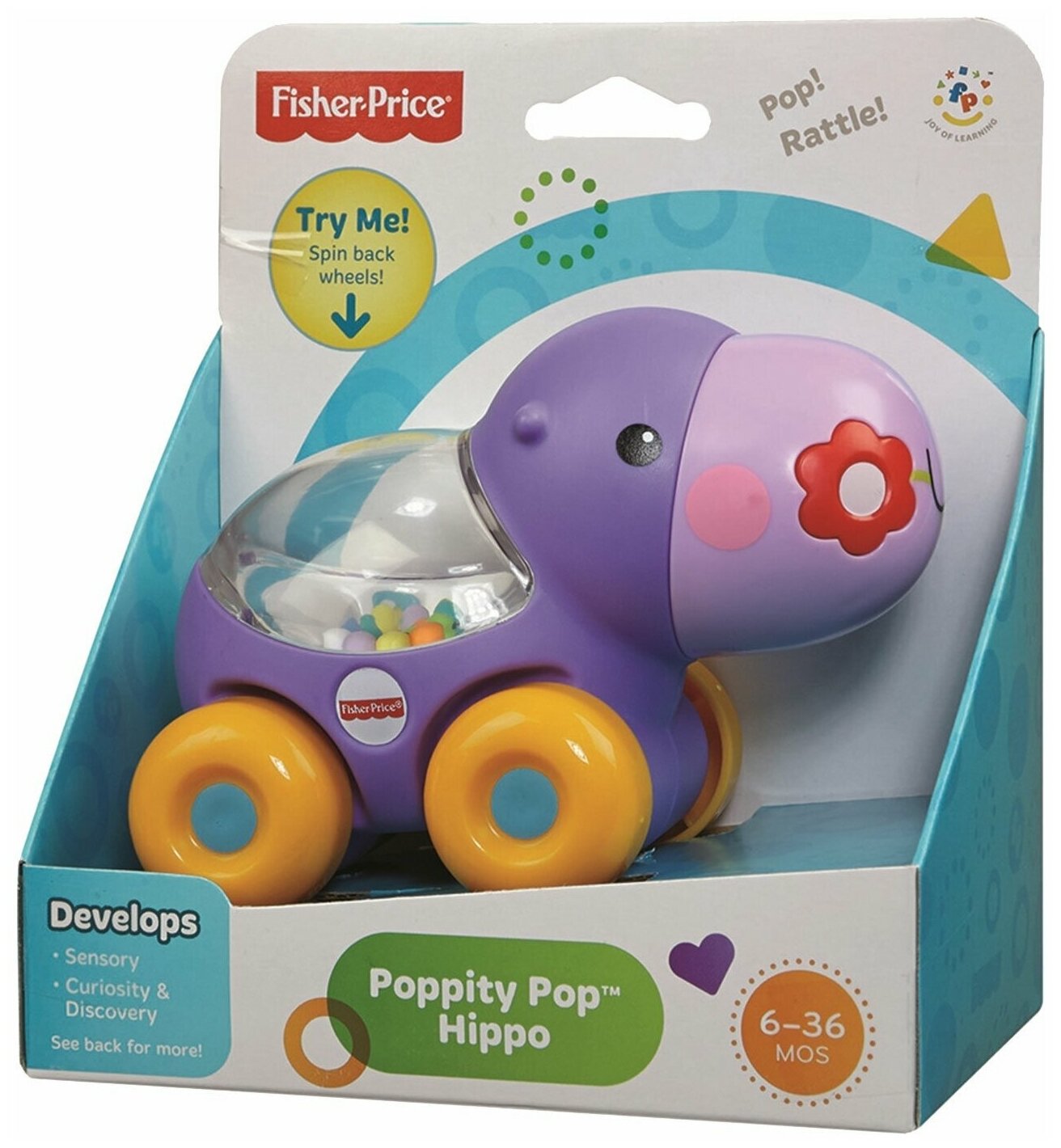 Каталка-игрушка Fisher-Price Бегемотик с прыгающими шариками