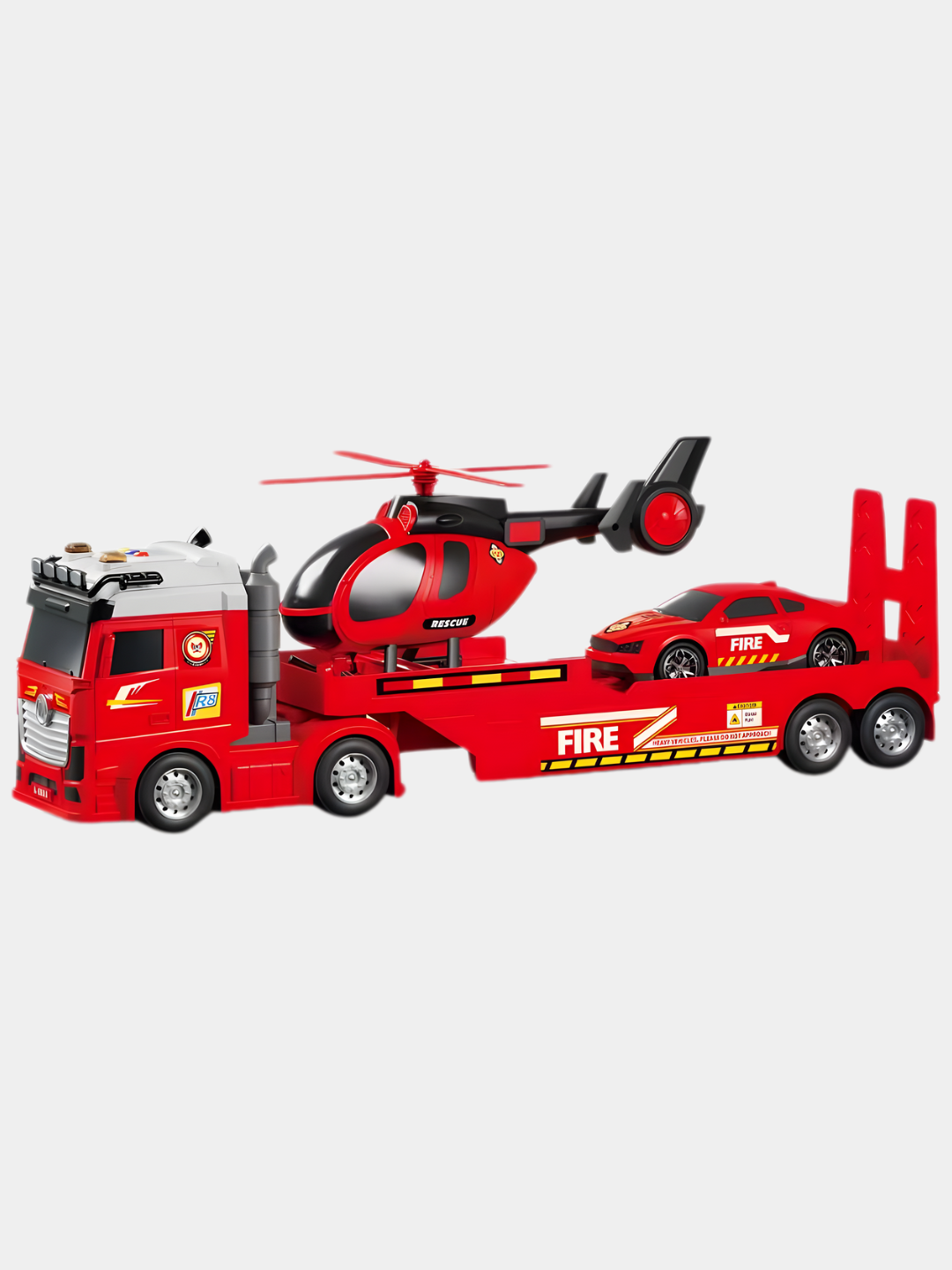 Набор машины, вертолет, грузовик, полицейская машина, пожарная, военная, строительная — фото 1