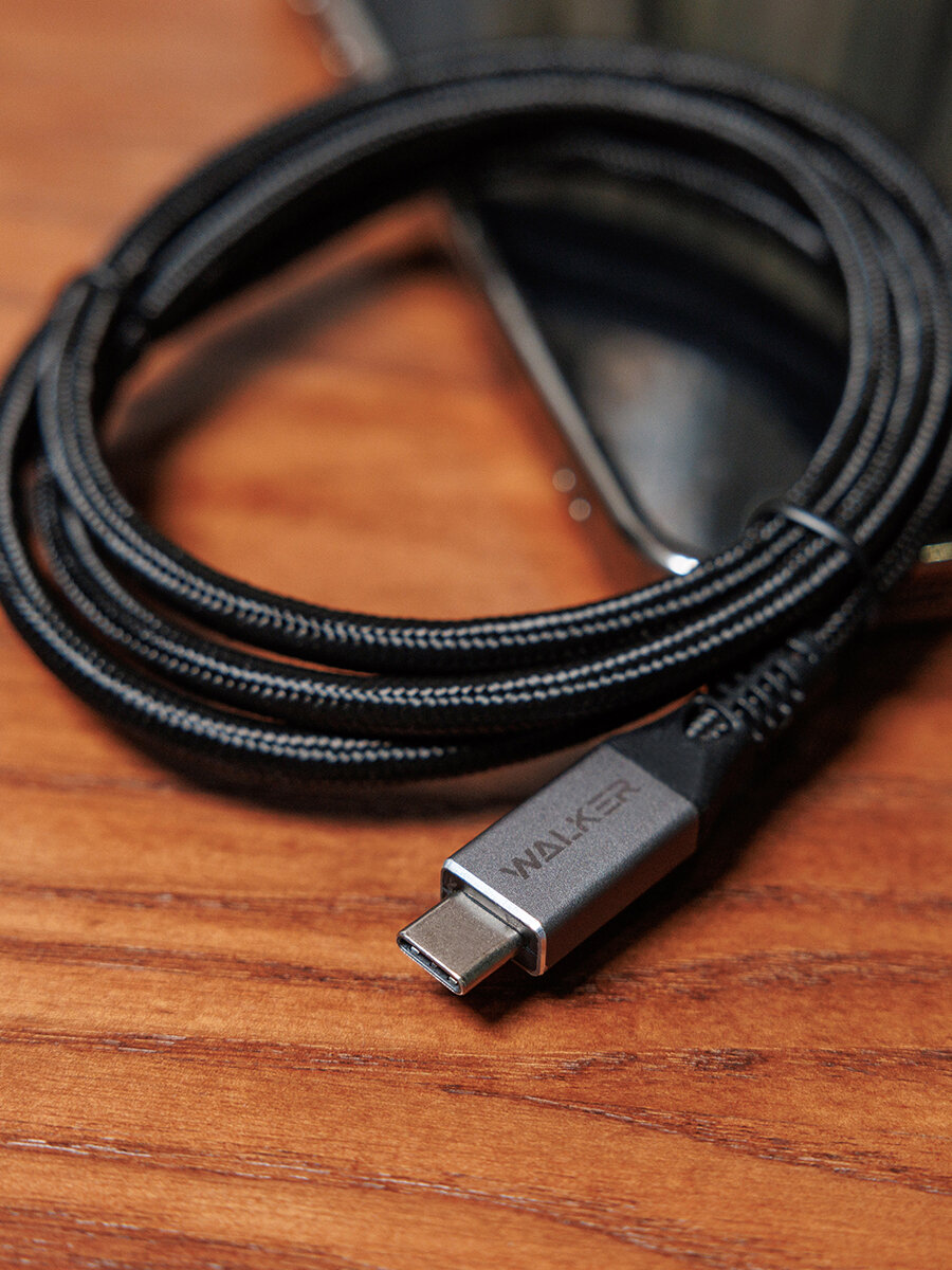 Кабель USB Type-C-Type-C, 240W, Thunderbolt 4, PD, кабель для айфона, как ugreen, hoco, baseus, провод нейлон, черный — фото 8