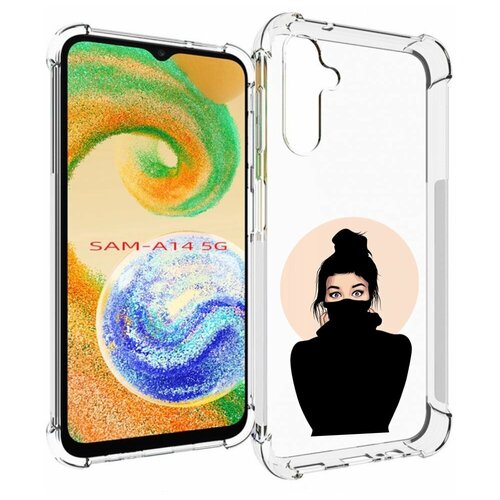 Чехол MyPads девушка-в-свитере женский для Samsung Galaxy A14 4G/ 5G задняя-панель-накладка-бампер