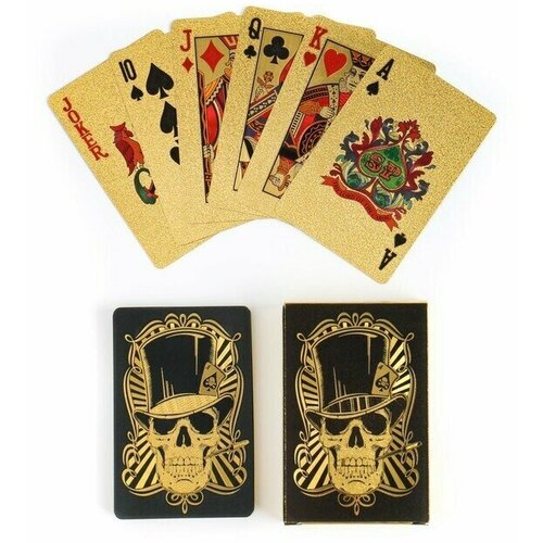 printio игральные карты череп Карты игральные пластиковые Череп в шляпе, 33 мкр, 54 шт, 8.7 х 5.7 см