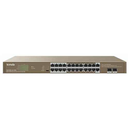 Коммутатор Tenda TEG1126P-24-410W коммутатор 24port 1000m poe 4sfp teg5328p 24 410w tenda