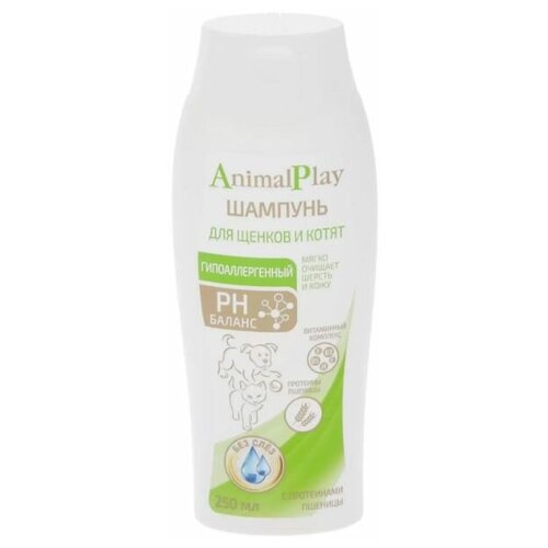 Animal Play Шампунь Гипоаллергенный с протеинами пшеницы и витаминами, для щенков и котят, 250мл