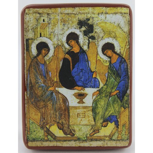 Православная икона Святая Троица (Андрей Рублёв), деревянная иконная доска, левкас, ручная работа(Art.1081Мм)