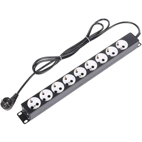 Блок силовых розеток 19 со шнуром 2 м без выключателя 9 розеток черный код БР-9П-Ш-9005 ЦМО 2шт в упак 9339₽