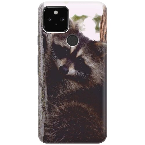 фото Ультратонкий силиконовый чехол-накладка для google pixel 5 с принтом "енотик" gosso