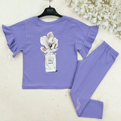 Комплект одежды , блуза и бриджи, нарядный стиль, размер 6 лет, фиолетовый