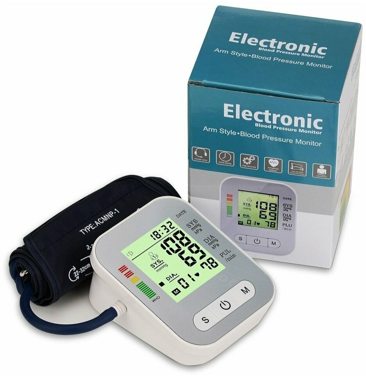 Автоматический электронный тонометр на руку для измерения кровяного артериального давления и пульса ELECTRONIC RAK 289