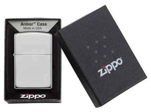 Оригинальная бензиновая зажигалка ZIPPO Armor™ 167 c покрытием High Polish Chrome - фотография № 2