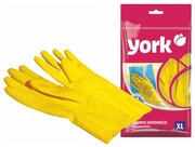 Перчатки York хозяйственные, латексные, 1 пара, размер XL, цвет желтый