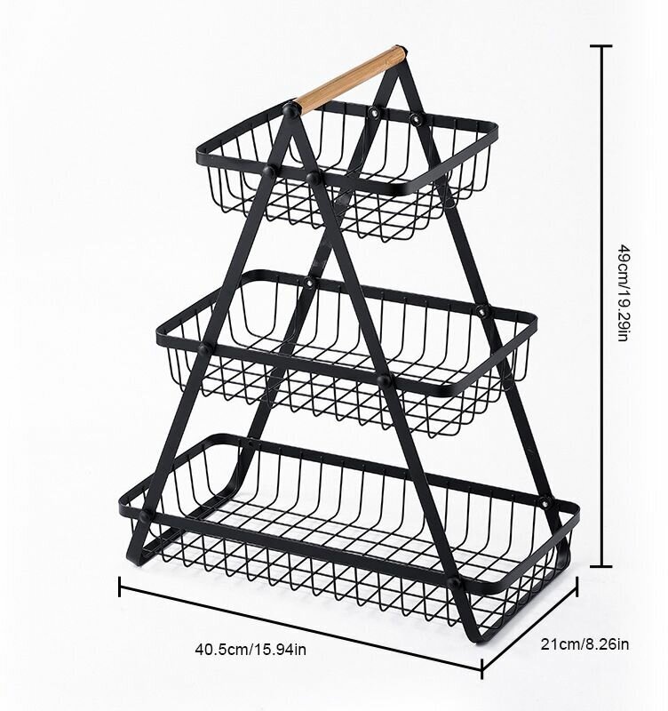 Трехъярусная многофункциональная полка для хранения/фруктовница - фотография № 3