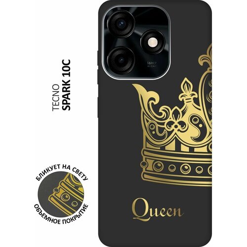 Матовый чехол True Queen для Tecno Spark 10C / Техно Спарк 10С с 3D эффектом черный матовый чехол corgi pattern для tecno spark 10c техно спарк 10с с 3d эффектом черный