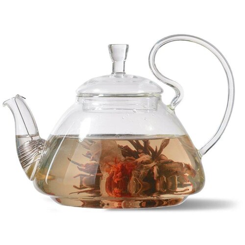 фото Tima стеклянный заварочный чайник дикая вишня 800мл (пружина в носике)