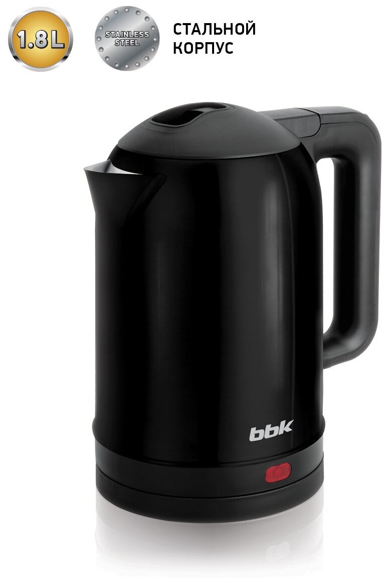 Чайник электрический BBK EK1809S черный, объем 1.8 л, мощность 1800-2000 Вт