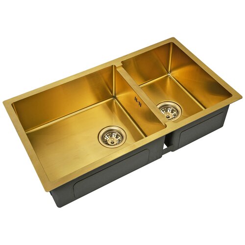 Врезная кухонная мойка 44х78см, ZorG Sanitary PVD SZR-78-2-44 BRONZE, матовое бронза 78 см zorg sanitary szr 78 2 51 r bronze бронза